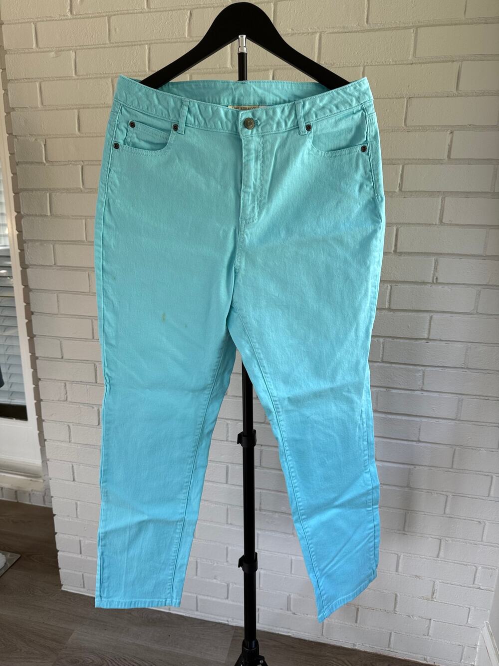 Appleseed's Aqua Turquoise Stretch Jeans Women's 12 Straight Leg Colored Denim